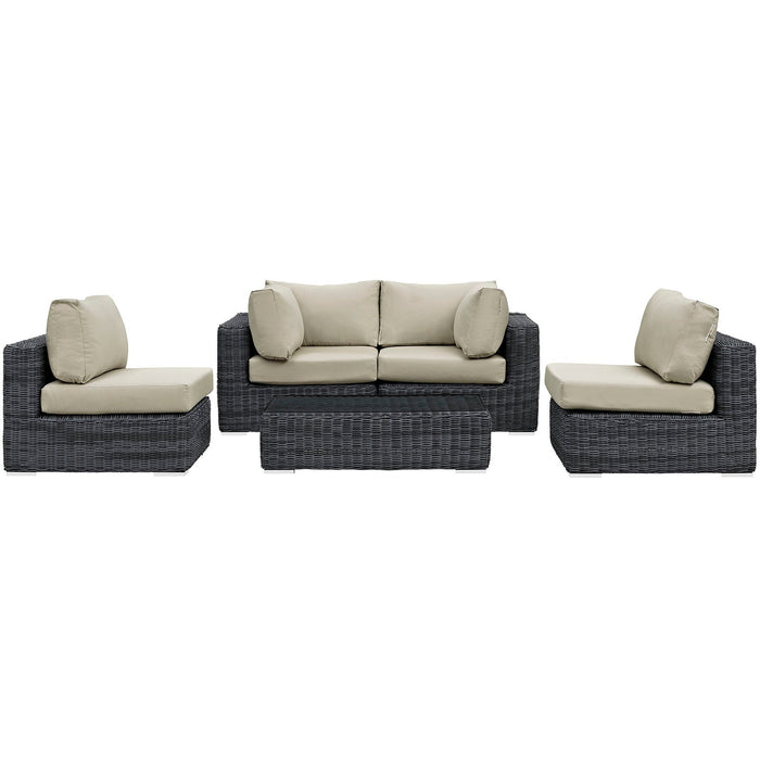 Summon 5 Piece Outdoor Patio Sunbrella® Sectional Set