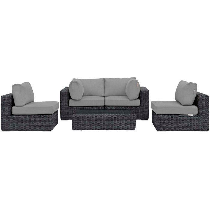 Summon 5 Piece Outdoor Patio Sunbrella® Sectional Set