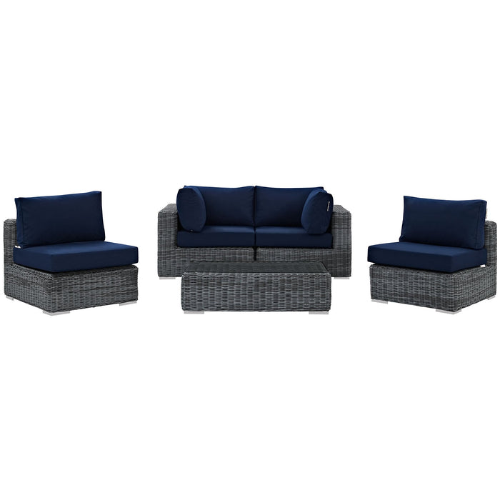 Summon 5 Piece Outdoor Patio Sunbrella® Sectional Set