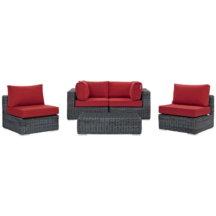 Summon 5 Piece Outdoor Patio Sunbrella® Sectional Set