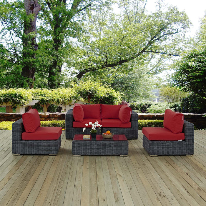 Summon 5 Piece Outdoor Patio Sunbrella® Sectional Set