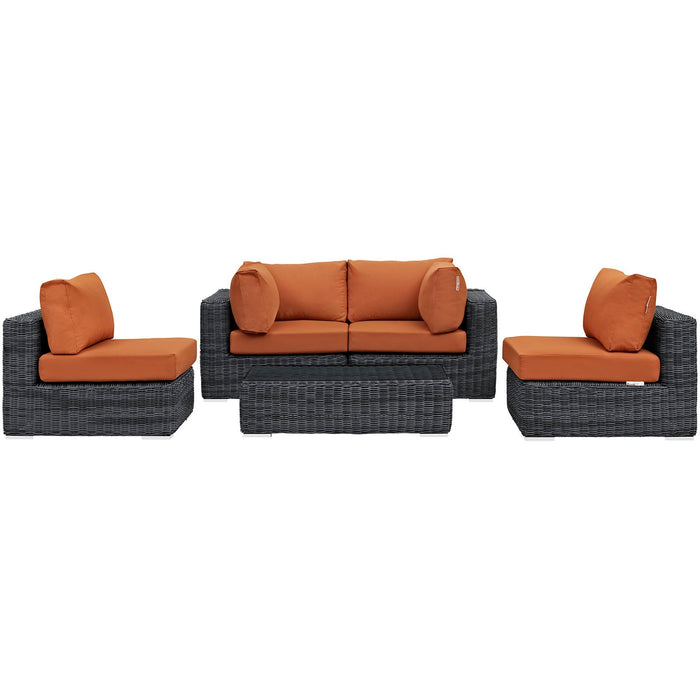 Summon 5 Piece Outdoor Patio Sunbrella® Sectional Set