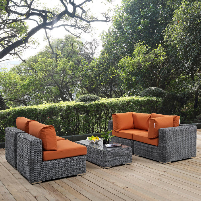 Summon 5 Piece Outdoor Patio Sunbrella® Sectional Set