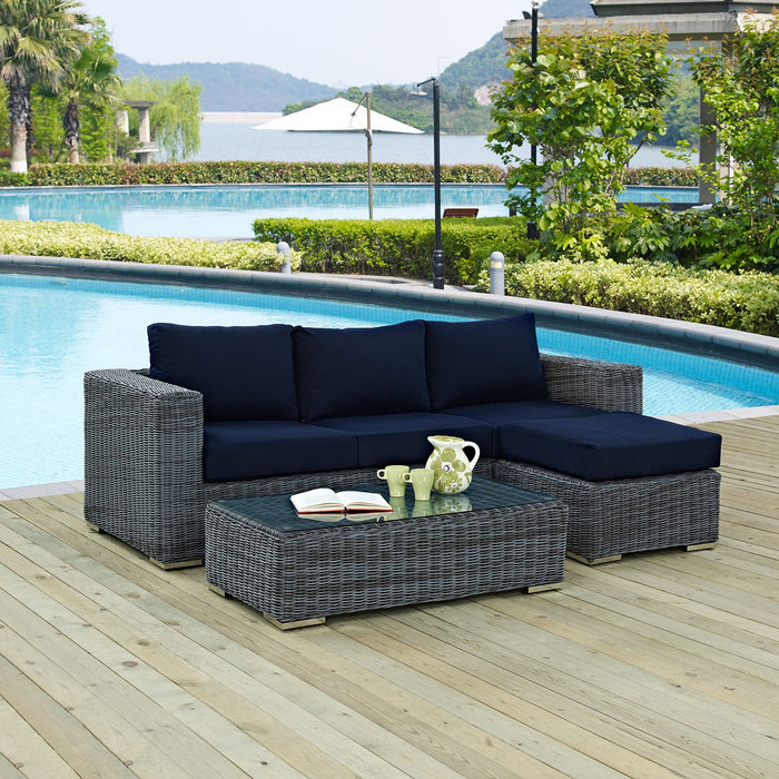 Summon 3 Piece Outdoor Patio Sunbrella® Sectional Set