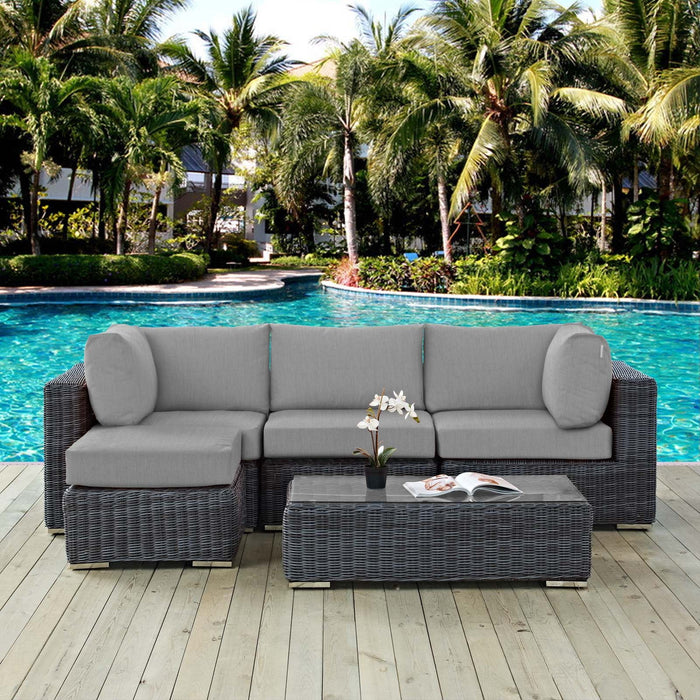 Summon 5 Piece Outdoor Patio Sunbrella® Sectional Set