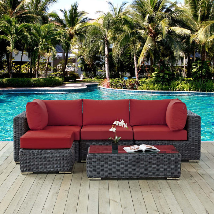 Summon 5 Piece Outdoor Patio Sunbrella® Sectional Set