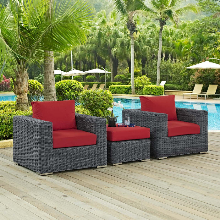 Summon 3 Piece Outdoor Patio Sunbrella® Sectional Set