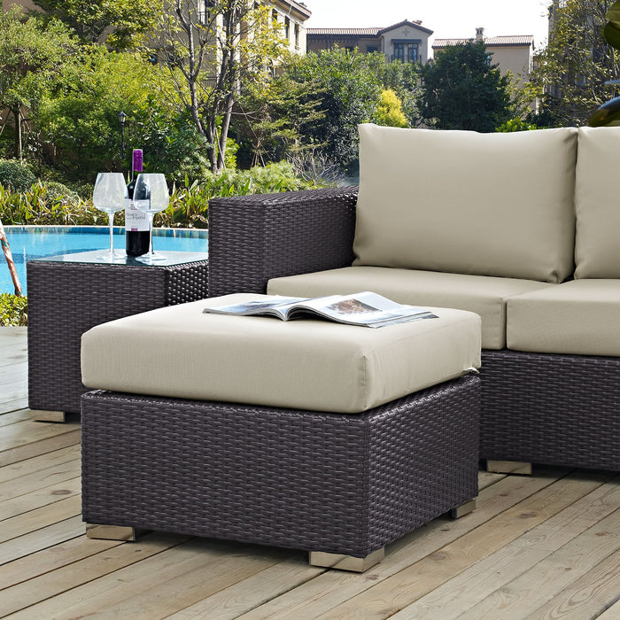 Convene Outdoor Patio Fabric Square Ottoman