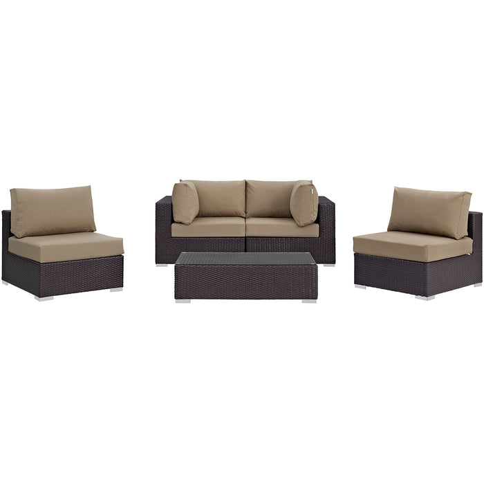 Convene 5 Piece Outdoor Patio Sectional Set