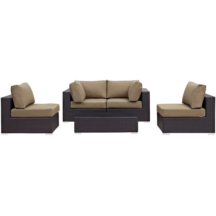 Convene 5 Piece Outdoor Patio Sectional Set