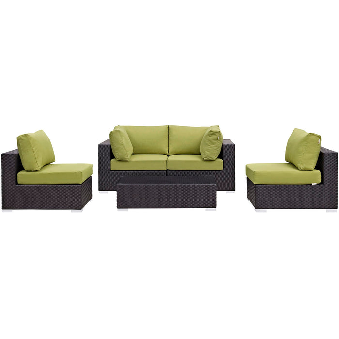 Convene 5 Piece Outdoor Patio Sectional Set