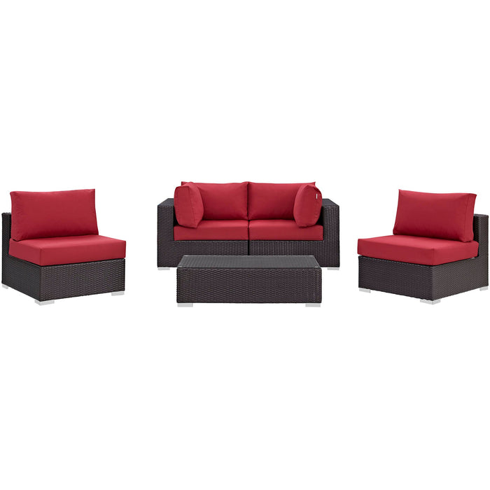 Convene 5 Piece Outdoor Patio Sectional Set