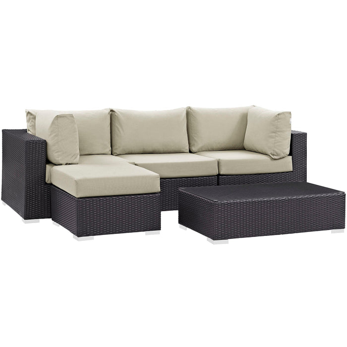 Convene 5 Piece Outdoor Patio Sectional Set