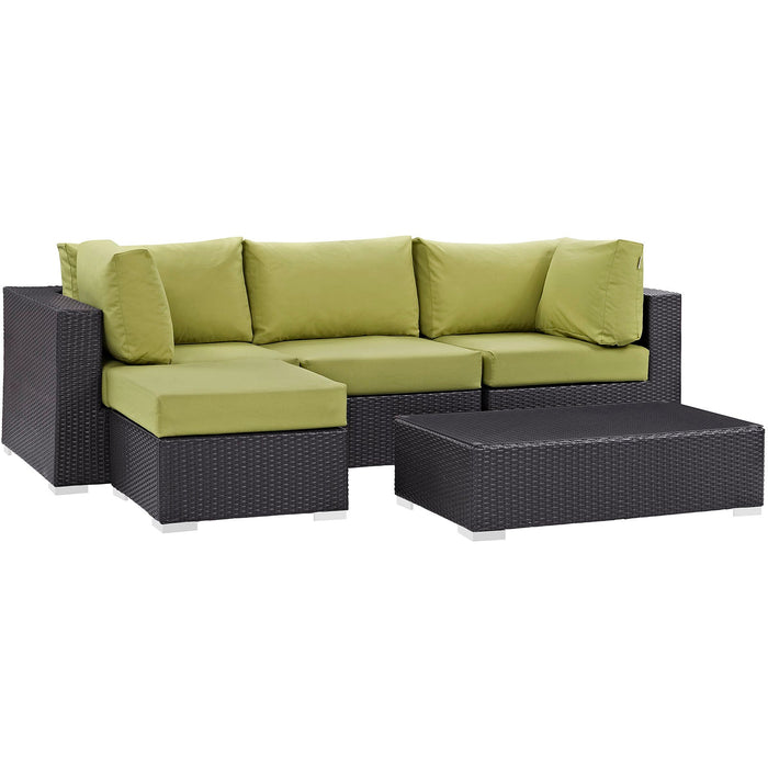 Convene 5 Piece Outdoor Patio Sectional Set