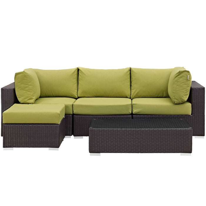 Convene 5 Piece Outdoor Patio Sectional Set