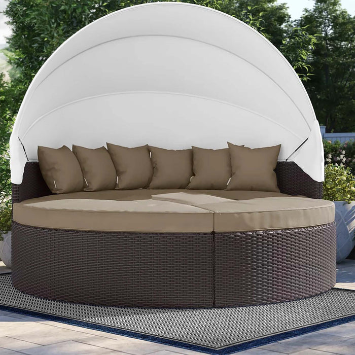 Convene Wicker Rattan Outdoor Patio Canopy Sectional Daybed