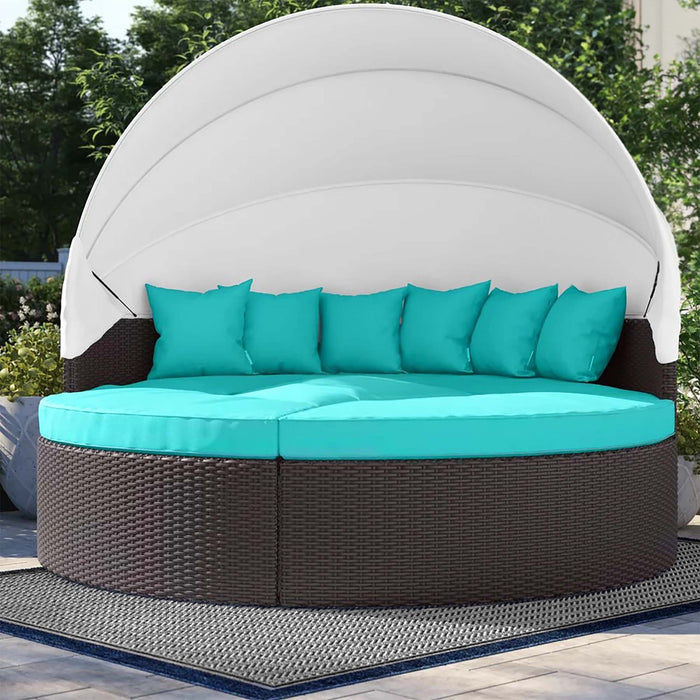 Convene Wicker Rattan Outdoor Patio Canopy Sectional Daybed