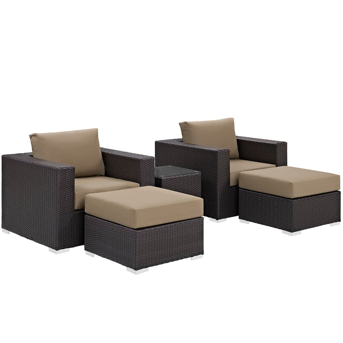 Convene 5 Piece Outdoor Patio Sectional Set