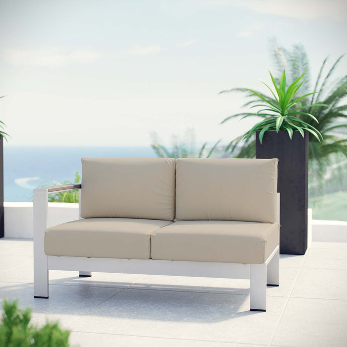 Shore Left-Arm Corner Sectional Outdoor Patio Aluminum Loveseat