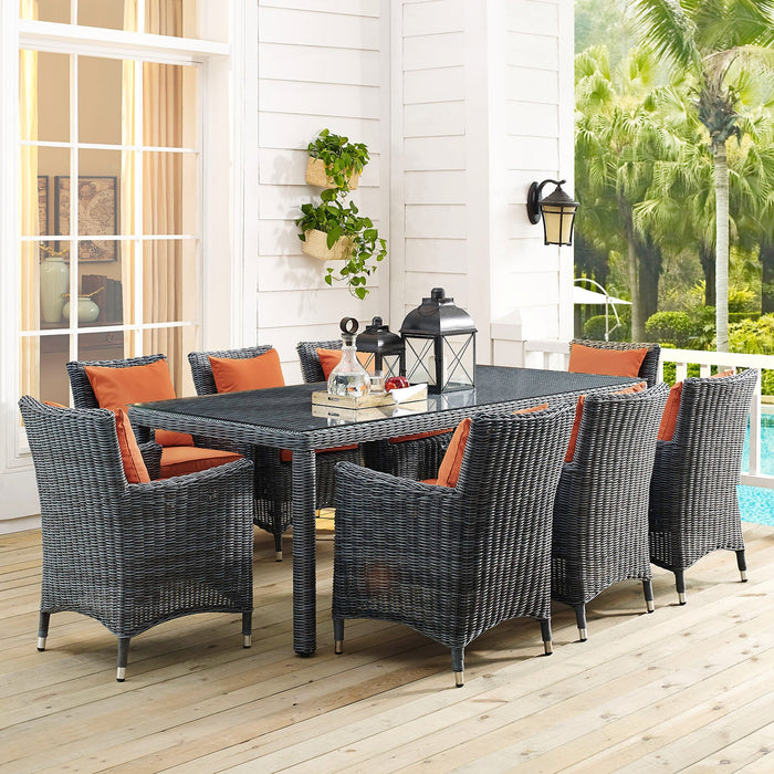 Summon 9 Piece Outdoor Patio Sunbrella® Dining Set