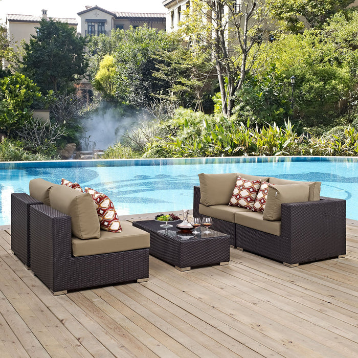 Convene 5 Piece Outdoor Patio Sectional Set