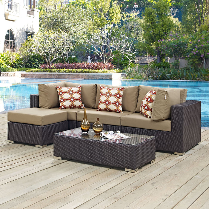 Convene 5 Piece Outdoor Patio Sectional Set