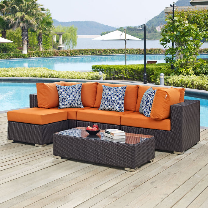 Convene 5 Piece Outdoor Patio Sectional Set