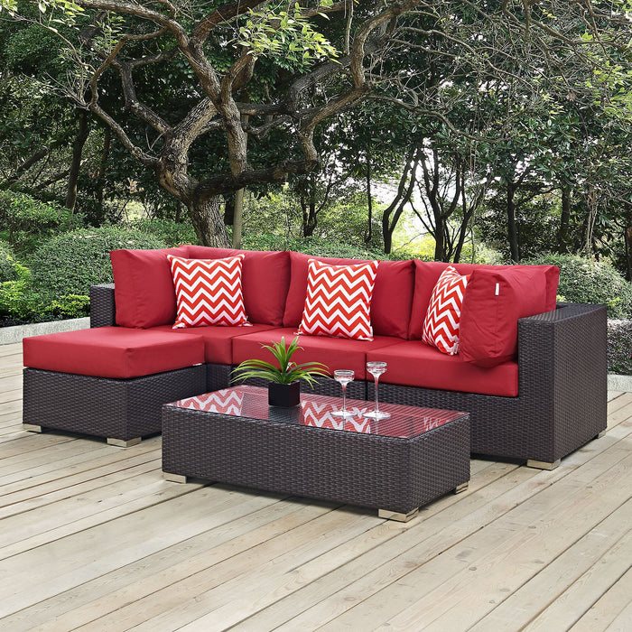 Convene 5 Piece Outdoor Patio Sectional Set