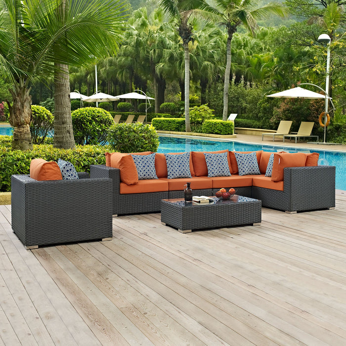 Sojourn 7 Piece Outdoor Patio Sunbrella® Sectional Set