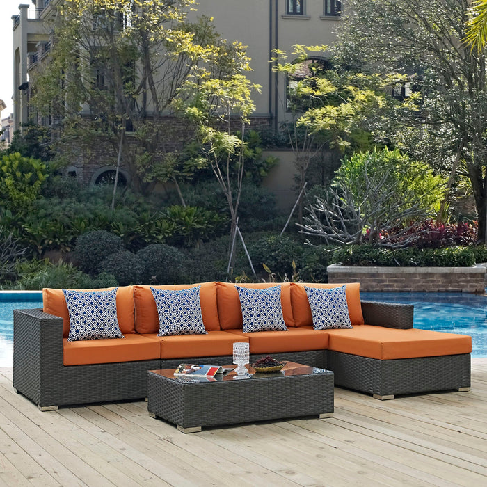 Sojourn 5 Piece Outdoor Patio Sunbrella® Sectional Set