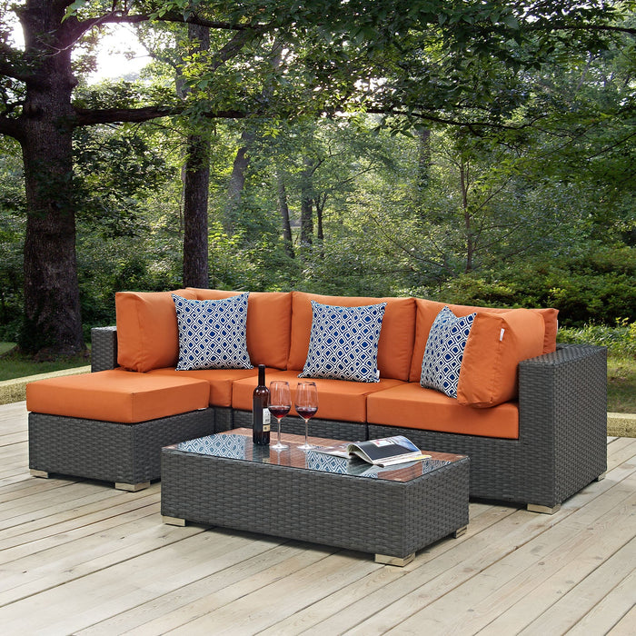 Sojourn 5 Piece Outdoor Patio Sunbrella® Sectional Set