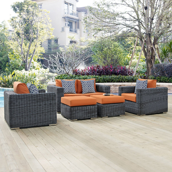 Summon 5 Piece Outdoor Patio Sunbrella® Sectional Set