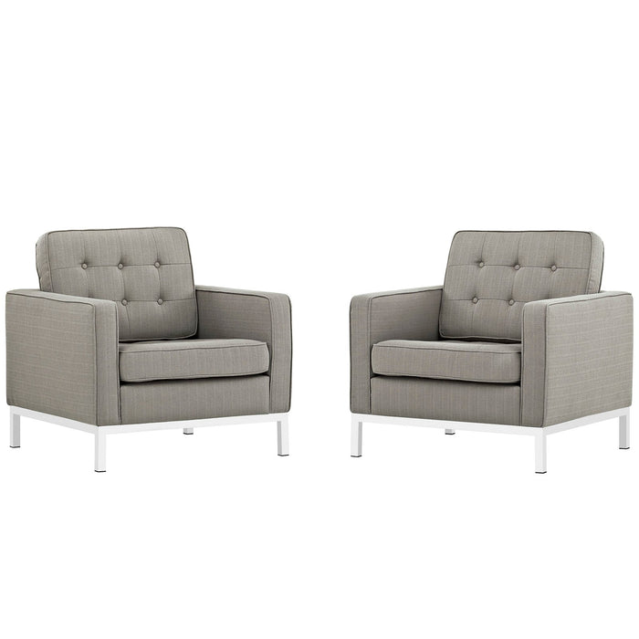 Loft Armchairs Upholstered Fabric Set of 2