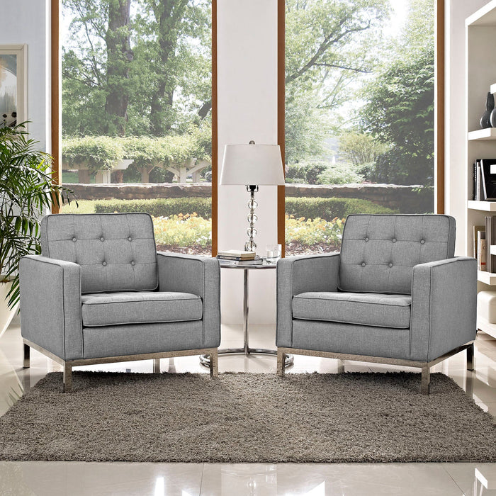 Loft Armchairs Upholstered Fabric Set of 2