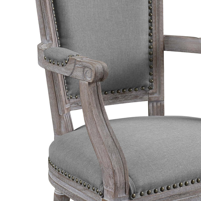 Penchant Vintage French Upholstered Fabric Dining Armchair