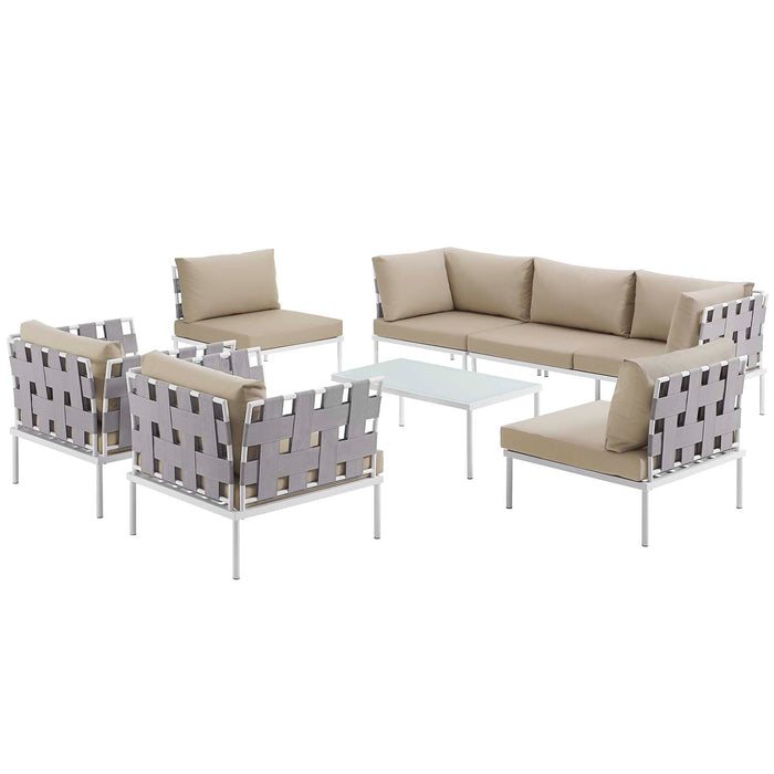 Harmony 8 Piece Outdoor Patio Aluminum Sectional Sofa Set