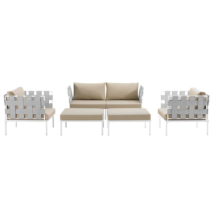 Harmony 5 Piece Outdoor Patio Aluminum Sectional Sofa Set