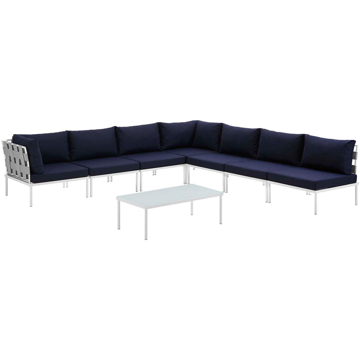 Harmony 8 Piece Outdoor Patio Aluminum Sectional Sofa Set