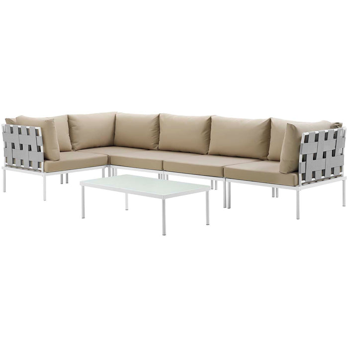 Harmony 6 Piece Outdoor Patio Aluminum Sectional Sofa Set