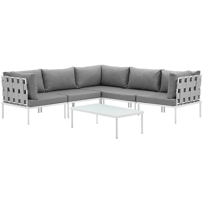 Harmony 6 Piece Outdoor Patio Aluminum Sectional Sofa Set