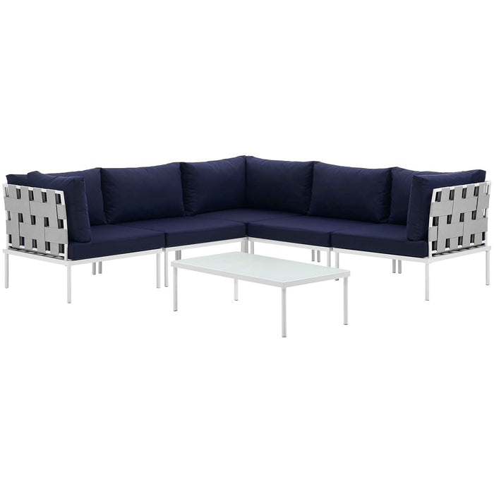 Harmony 6 Piece Outdoor Patio Aluminum Sectional Sofa Set