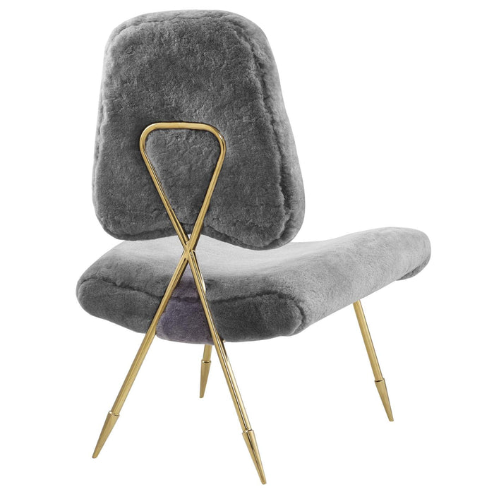 Ponder Upholstered Sheepskin Fur Lounge Chair