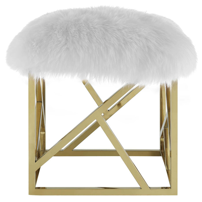 Intersperse Sheepskin Ottoman