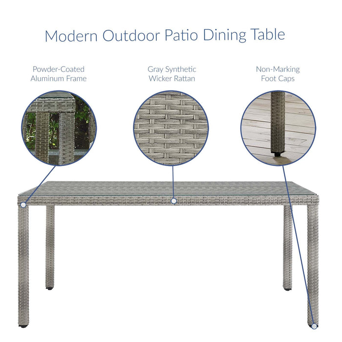 Aura 68" Outdoor Patio Wicker Rattan Dining Table