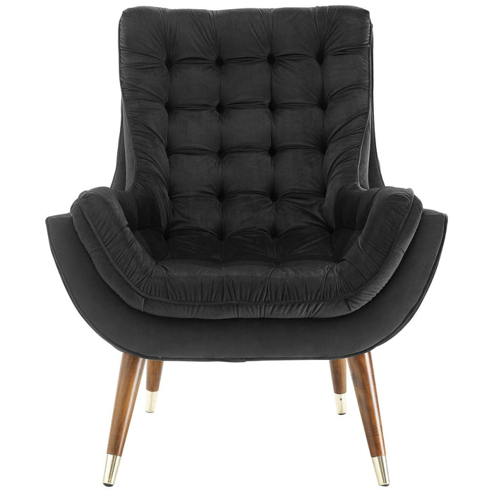 Suggest Button Tufted Performance Velvet Lounge Chair