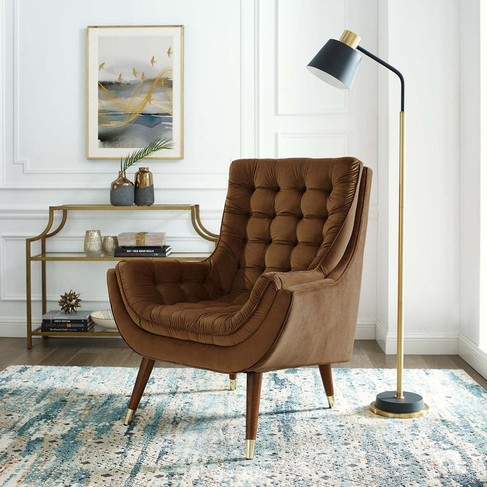 Suggest Button Tufted Performance Velvet Lounge Chair