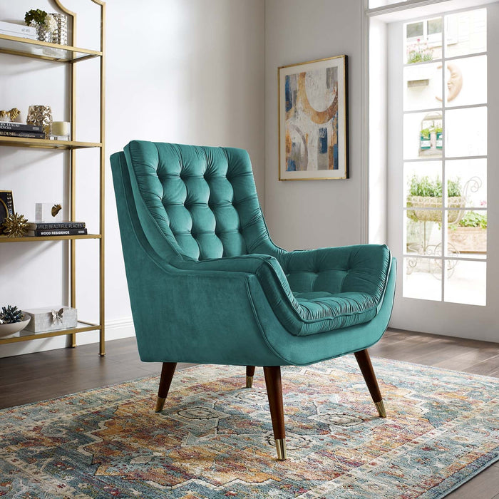 Suggest Button Tufted Performance Velvet Lounge Chair