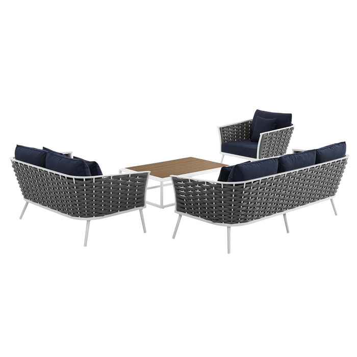 Stance 4 Piece Outdoor Patio Aluminum Sectional Sofa Set