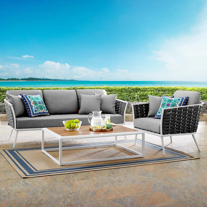 Stance 3 Piece Outdoor Patio Aluminum Sectional Sofa Set