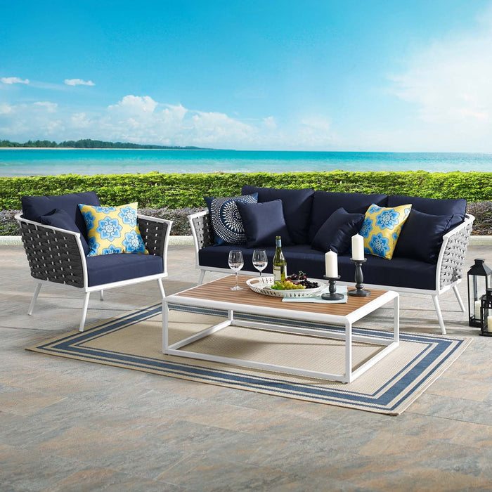 Stance 3 Piece Outdoor Patio Aluminum Sectional Sofa Set